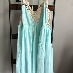Aqua Dress with Lace Details
